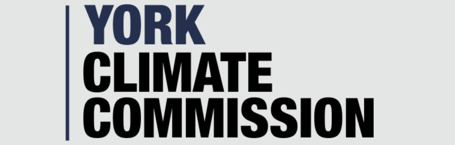 A banner saying 'York Climate Commission' in navy and black font.